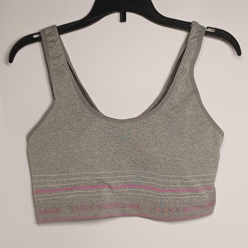 Lucky Brand Gray Pink Seamless Sports Bra Heathered Athleisure 1X Jr Girls
